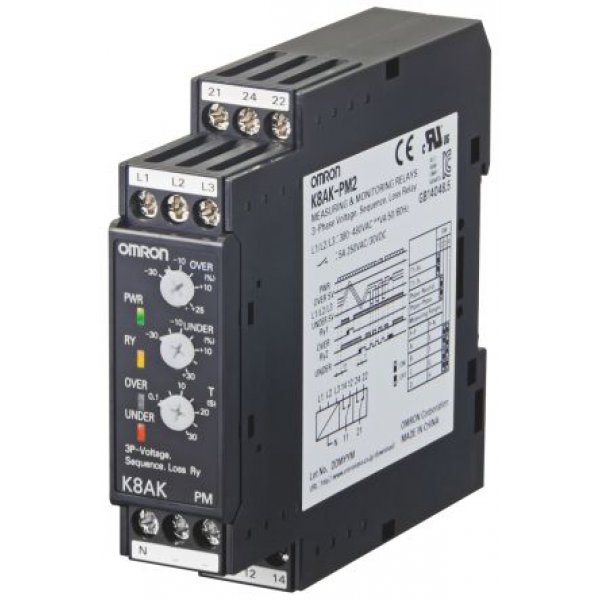 Omron K8AKPM2380480VAC Phase Monitoring Relay with SPDT