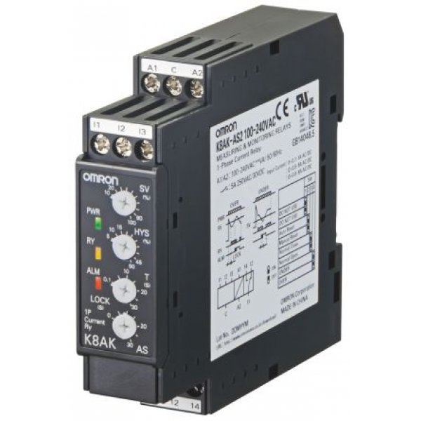 Omron K8AK-AS1 24VAC/DC Current Monitoring Relay with SPDT Contacts