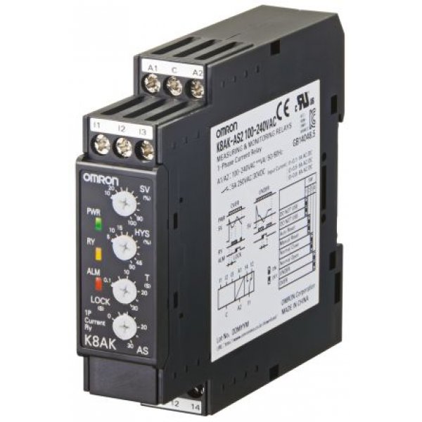 Omron K8AK-AS3 24VAC/DC Current Monitoring Relay with SPDT