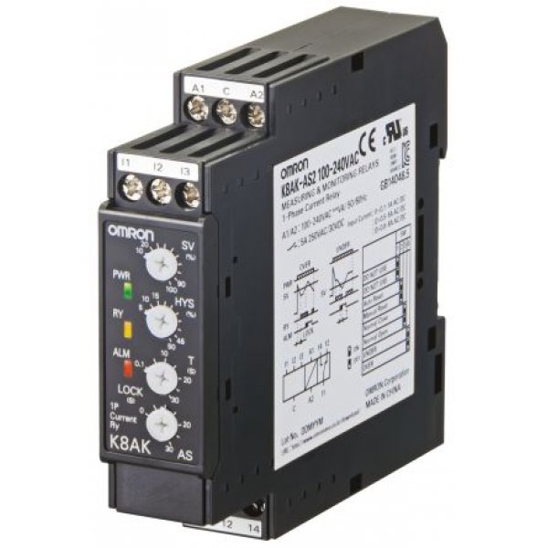 Omron K8AK-AW2 24VAC/DC Current Monitoring Relay with SPDT