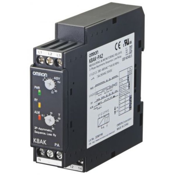 Omron K8AKPA2380480VAC Phase Monitoring Relay with SPDT
