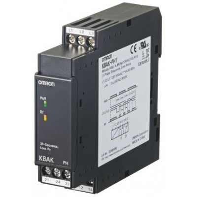Omron K8AKPH1200500VAC Phase Monitoring Relay with DPDT Contacts