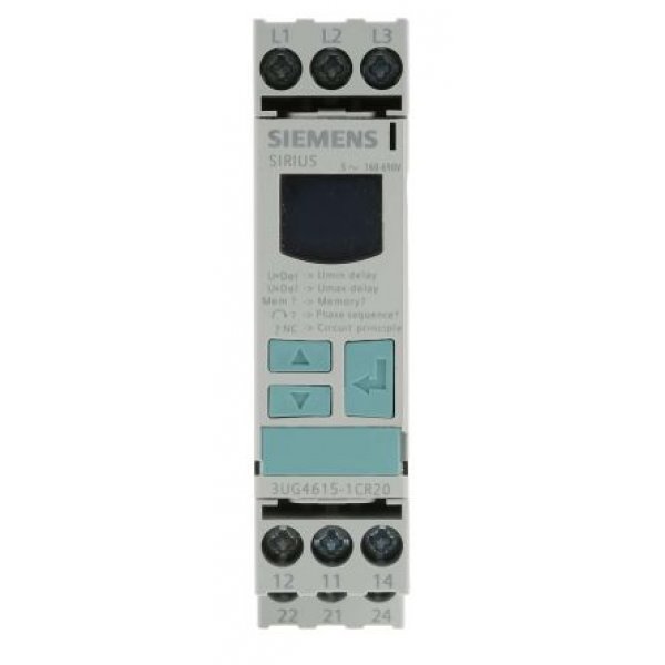 Siemens 3UG4615-1CR20 Phase, Voltage Monitoring Relay with DPDT Contacts, 3 Phase