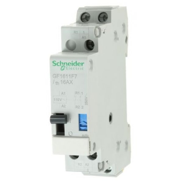 Schneider Electric GF1611F7 2P Impulse Relay with NO/NC Contacts, 16 A, 110 V ac, 48 V dc Coil