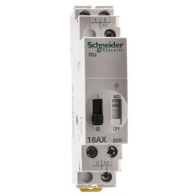 Schneider Electric A9C30015 2P Impulse Relay with NO/NC Contacts, 16 A, 6 V dc, 12 V ac Coil