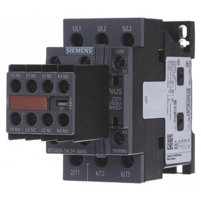 Siemens 3RT2026-1AL24-3MA0 Control Relay 3NO, 22 A, 40 A, 230 V ac