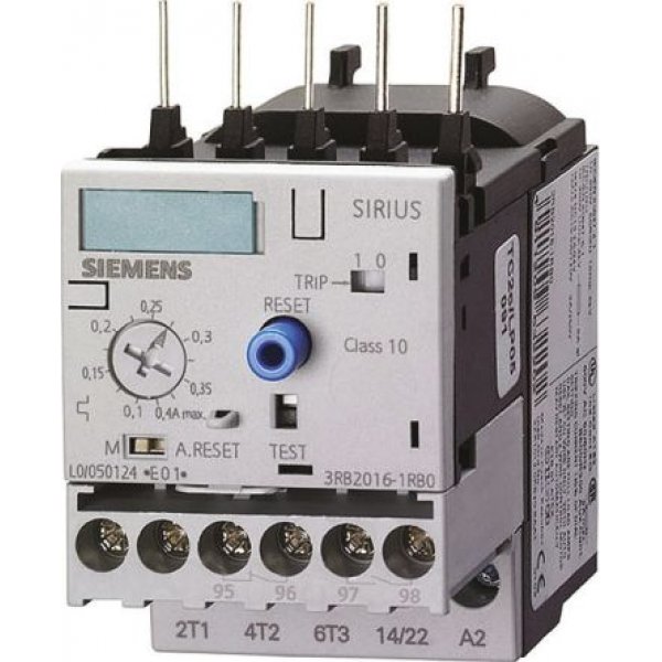 Siemens 3RB2016-1NB0 Overload Relay NO/NC, 0.32 → 1.25 A, 2 A, 0.37 kW