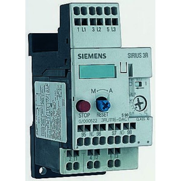 Siemens 3RU1116-0KC1 Overload Relay NO/NC, 0.9 → 1.25 A, 1.25 A, 0.37 kW