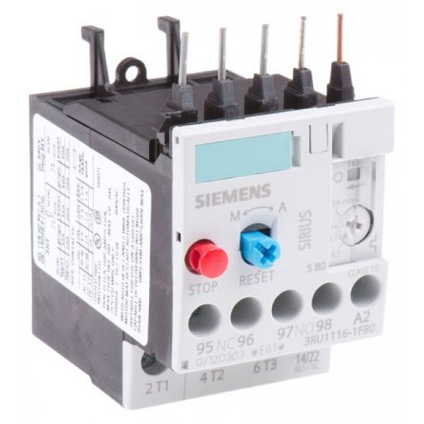 Siemens 3RU1116-0HB0 Overload Relay NO/NC, 0.55 → 0.8 A, 800 mA, 0.18 kW