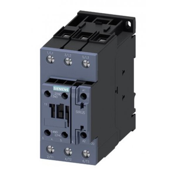 Siemens 3RT2037-1AP00 3 Pole Contactor, 3NO, 65 A, 30 kW (AC3), 230 V ac Coil
