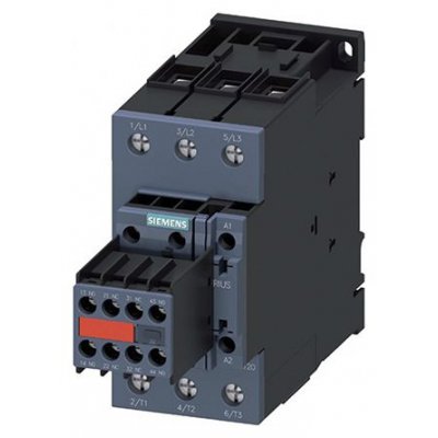 Siemens 3RT2036-1AP04-3MA0 3 Pole Contactor, 3NO, 50 A, 22 kW (AC3), 230 V ac Coil