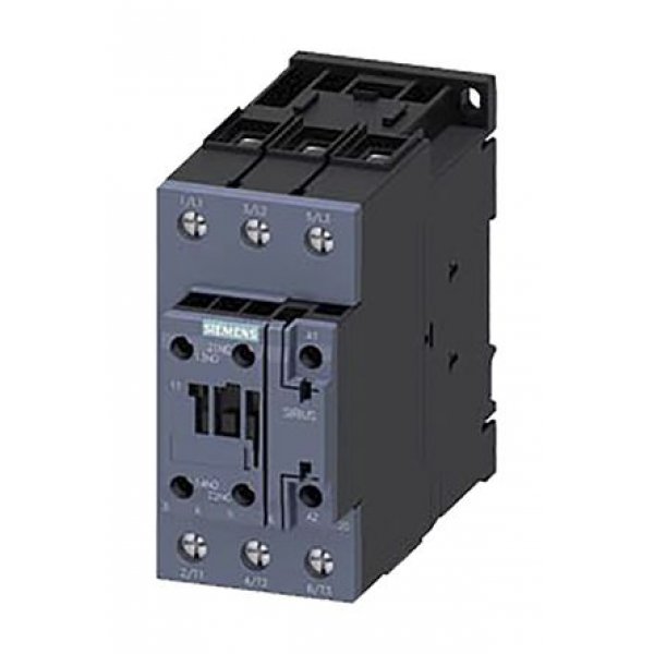 Siemens 3RT2035-1AL20 3 Pole Contactor, 3NO, 40 A, 18.5 kW (AC3), 230 V ac Coil