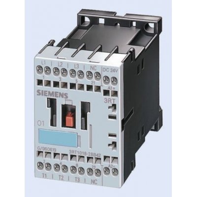 Siemens 3RT1026-3BB40 3 Pole Contactor, 3NO, 25 A, 11 kW (AC3), 24 V dc Coil