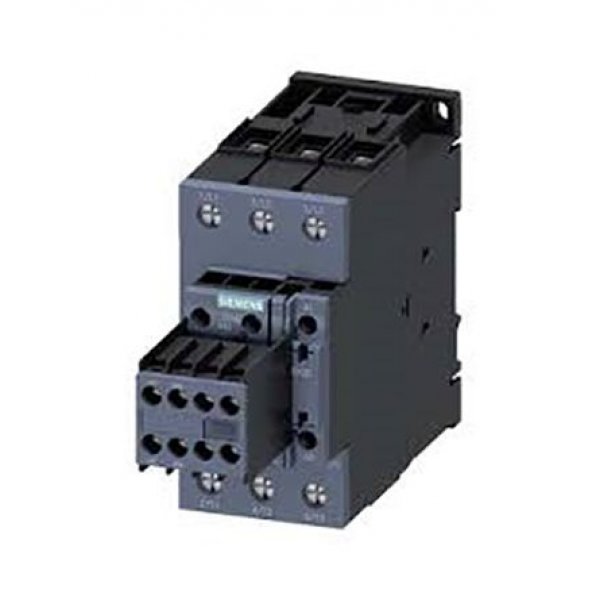 Siemens 3RT2036-1AK64-3MA0 3 Pole Contactor, 3NO, 25 A, 11 kW (AC3), 110 V ac Coil