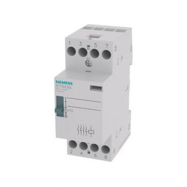 Siemens 5TT5030-8 4 Pole Installation Contactor, 4NO, 25 A, 11.4 W, 400 V ac Coil