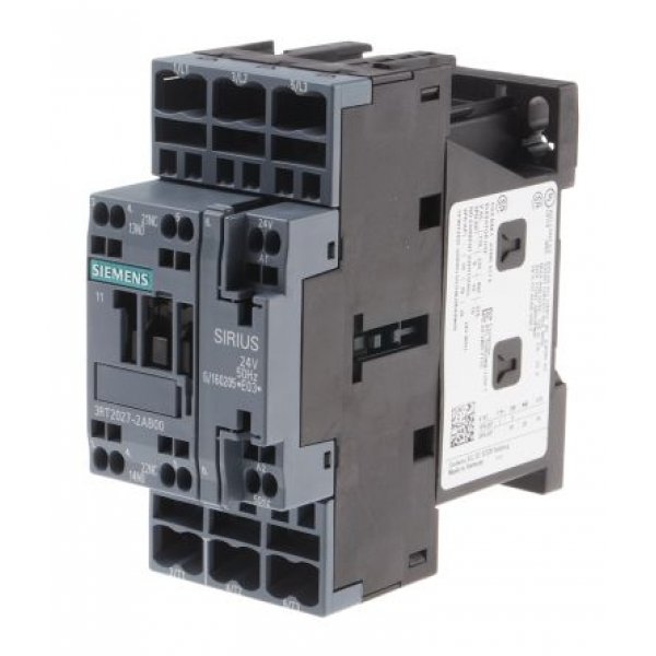 Siemens 3RT2027-2AB00 3 Pole Contactor, 3NO, 32 A, 15 kW (AC3), 24 V ac Coil