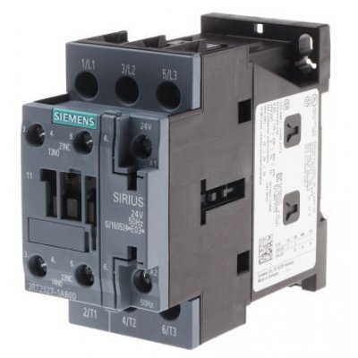 Siemens 3RT2027-1AB00 3 Pole Contactor, 3NO, 32 A, 15 kW (AC3), 24 V ac Coil