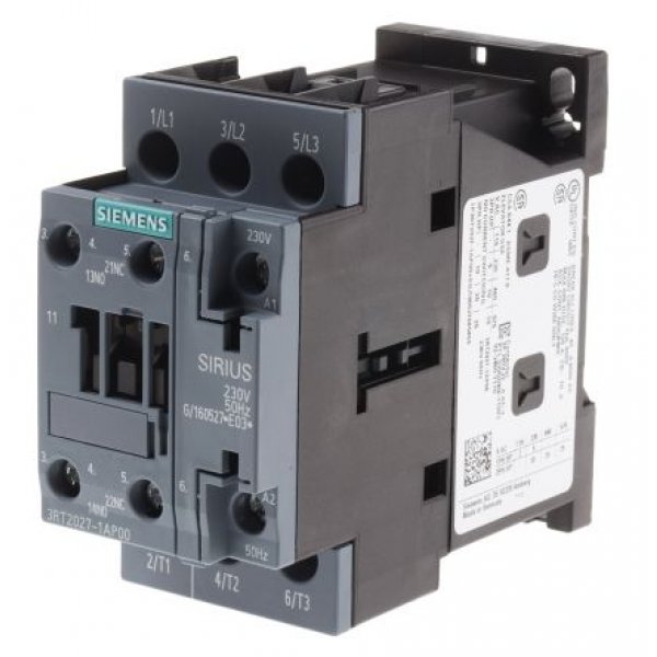 Siemens 3RT2027-1AP00 3 Pole Contactor, 3NO, 32 A, 15 kW (AC3), 230 V ac Coil