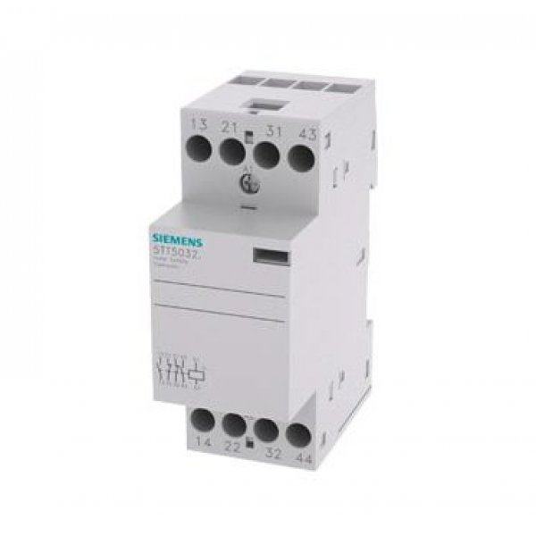Siemens 5TT5032-2 4 Pole Installation Contactor, 2NO/2NC, 24 A, 2.2 W, 400 V ac Coil