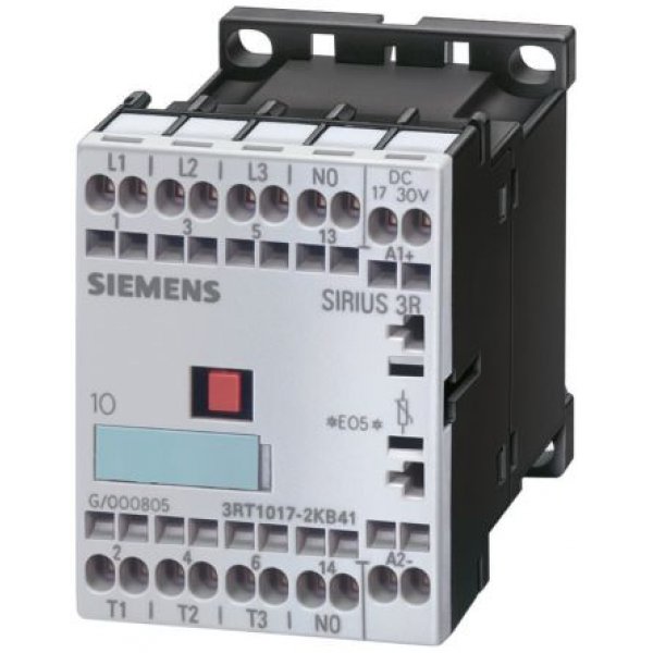 Siemens 3RT1016-2JB42 3 Pole Contactor, 3NO, 9 A, 4 kW (AC3), 24 V dc Coil