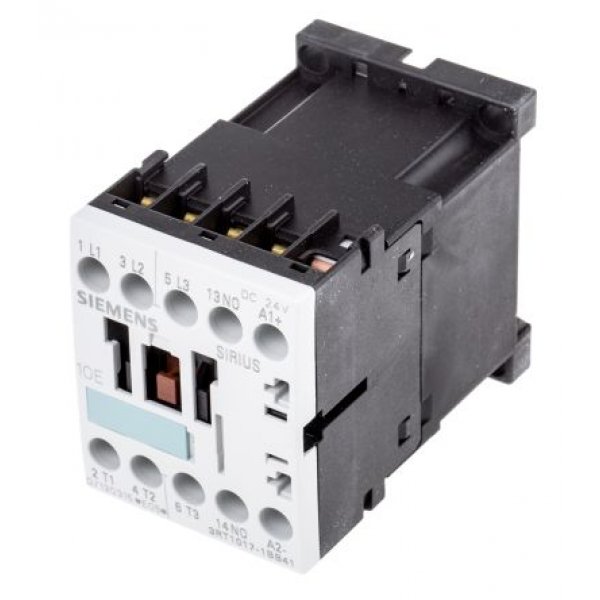 Siemens 3RT1017-1BB41 3 Pole Contactor, 3NO, 12 A, 5.5 kW (AC3), 24 V dc Coil