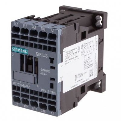 Siemens 3RT2018-2AF02 3 Pole Contactor, 3NO, 16 A, 7.5 kW (AC3), 110 V ac Coil