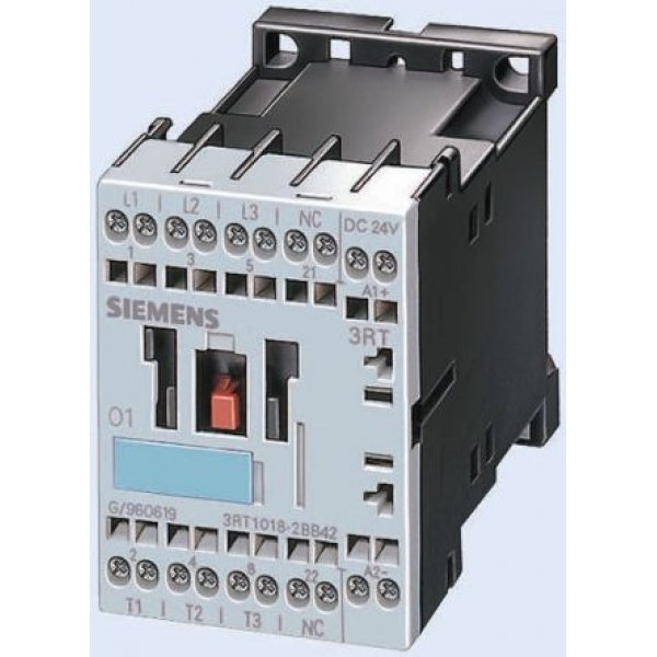 Siemens 3RT1017-2AP02 3 Pole Contactor, 3NO, 12 A, 5.5 kW (AC3), 230 V ac Coil