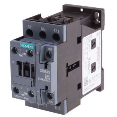 Siemens 3RT2025-1AP00 3 Pole Contactor, 3NO, 16 A, 7.5 kW (AC3), 230 V ac Coil