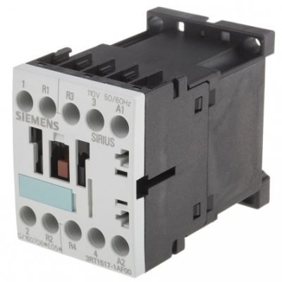 Siemens 3RT1517-1AF00 4 Pole Contactor, 2NO/2NC, 12 A, 5.5 kW (AC3), 110 V ac Coil