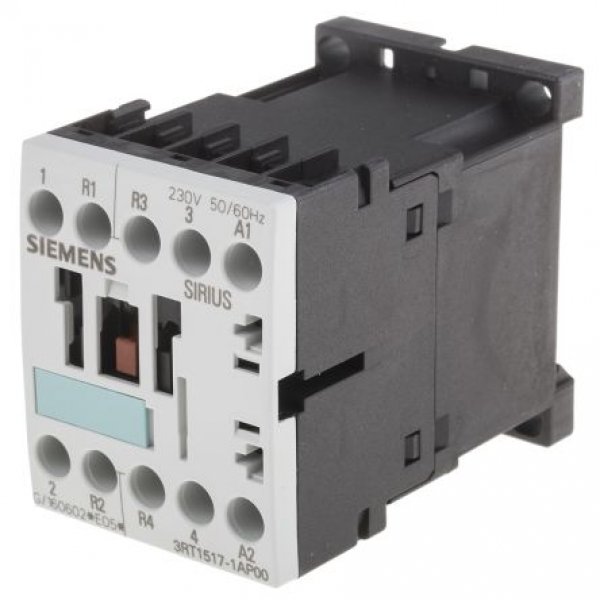 Siemens 3RT1517-1AP00 4 Pole Contactor, 2NO/2NC, 12 A, 5.5 kW (AC3), 230 V ac Coil