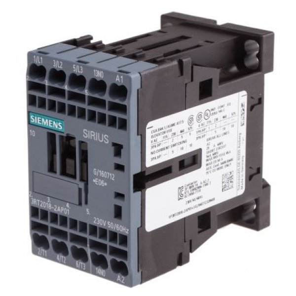 Siemens 3RT2018-2AP01 3 Pole Contactor, 3NO, 16 A, 7.5 kW (AC3), 230 V ac Coil