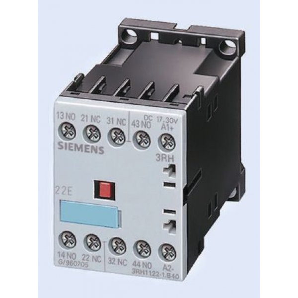 Siemens 3RT1016-1HB42 3 Pole Contactor, 3NO, 9 A, 4 kW (AC3), 24 V dc Coil