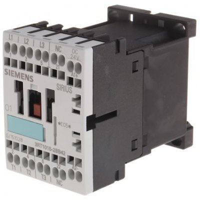 Siemens 3RT1015-2BB42 3 Pole Contactor, 3NO, 7 A, 3 kW (AC3), 24 V dc Coil