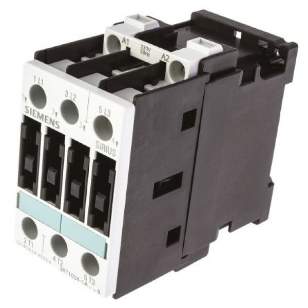 Siemens 3RT1024-1AP00 3 Pole Contactor, 3NO, 12 A, 5.5 kW (AC3), 230 V ac Coil