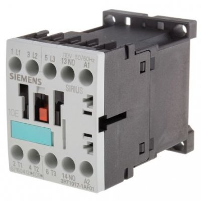 Siemens 3RT1017-1AF01 3 Pole Contactor, 3NO, 12 A, 5.5 kW (AC3), 110 V ac Coil