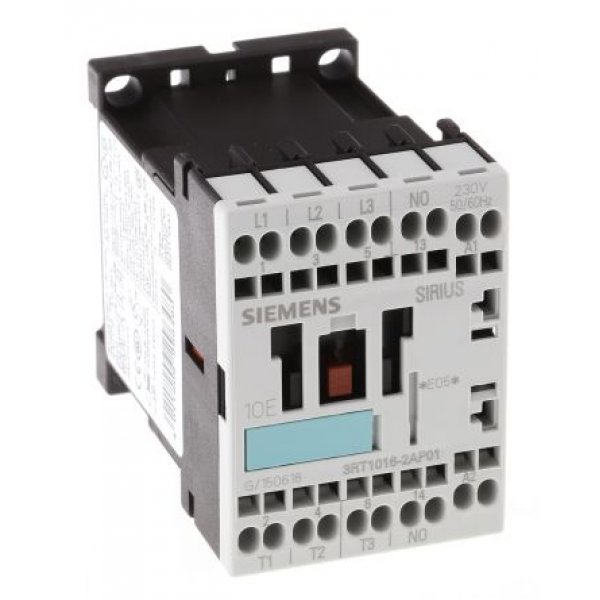 Siemens 3RT1016-2AP02 3 Pole Contactor, 3NO, 9 A, 4 kW (AC3), 230 V ac Coil