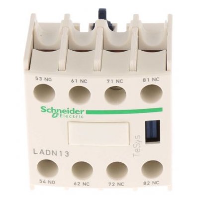 Schneider Electric LADN13 Auxiliary Contact Block - 1NO + 3NC, 4 Contact, Front Mount, 10 A