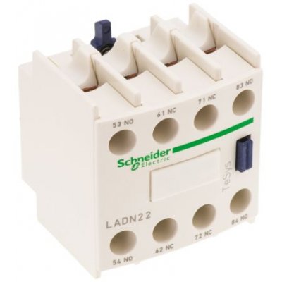 Schneider Electric LADN22 Auxiliary Contact Block - 2NC + 2NO, 4 Contact, Front Mount, 10 A