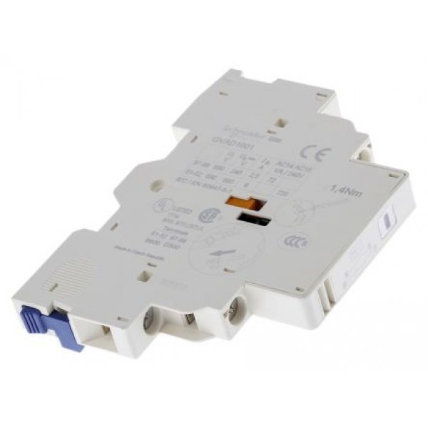 Schneider Electric GVAD1001 Auxiliary Contact - 1NC + 1NO, 2 Contact, Side Mount