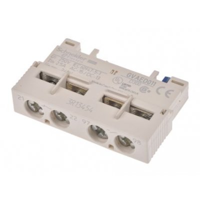 Schneider Electric GVAED011 Auxiliary Contact Block - 1NC + 1NO, 2 Contact, Front Mount