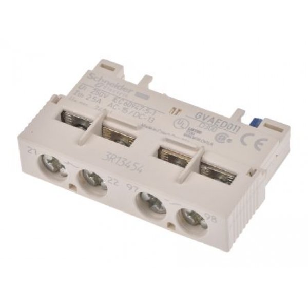 Schneider Electric GVAED011 Auxiliary Contact Block - 1NC + 1NO, 2 Contact, Front Mount
