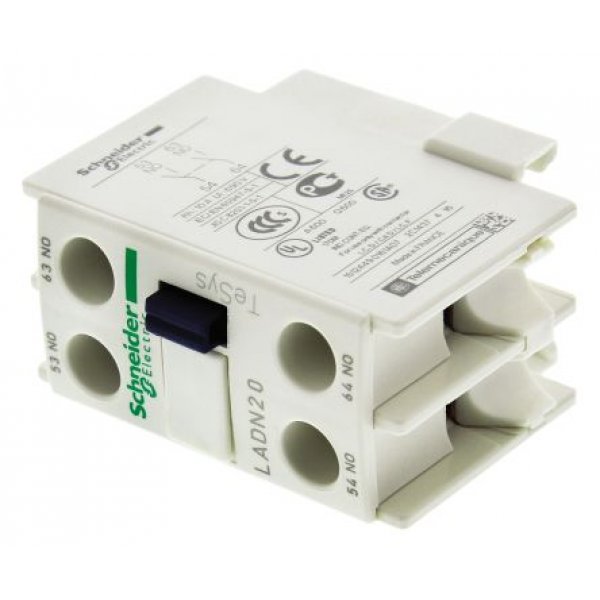 Schneider Electric LADN20 Auxiliary Contact Block - 2NO, 2 Contact, Front Mount, 10 A