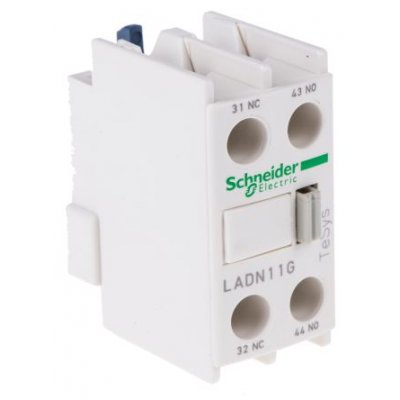 Schneider Electric LADN11G Auxiliary Contact Block - 1NC + 1NO, 2 Contact, Front Mount, 10 A
