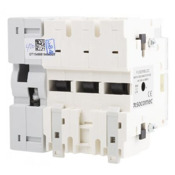 Socomec 3841 3003 Fused Isolator Switch, 3P Pole, 32A Max Current, 10A Fuse Current