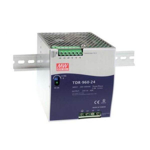 Mean Well TDR-960-48 TDR Switch Mode DIN Rail Power Supply, 960W, 48V dc/ 20A