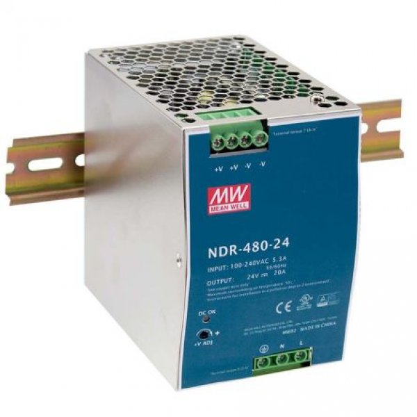 Mean Well NDR-480-48 NDR Switch Mode DIN Rail Power Supply, 480W, 48V dc/ 10A