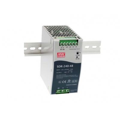 Mean Well SDR-240-48 SDR Switch Mode DIN Rail Panel Mount Power Supply, 240W, 48V dc/ 5A