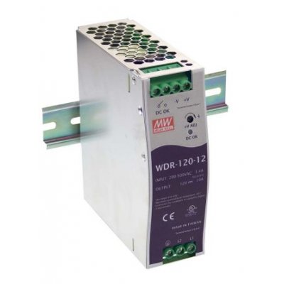 Mean Well WDR-120-48 WDR Switch Mode DIN Rail Panel Mount Power Supply, 120W, 48V dc/ 2.5A