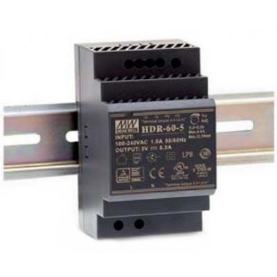 Mean Well HDR-60-5 Switch Mode DIN Rail Power Supply, 60W, 5V dc/ 6.5A