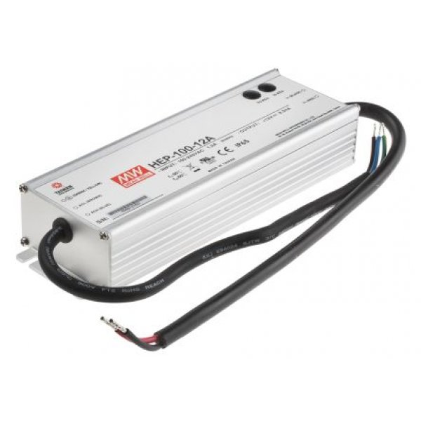 Mean Well HEP-100-12A Enclosed, Switching Power Supply, 12V dc, 8.34A, 100W
